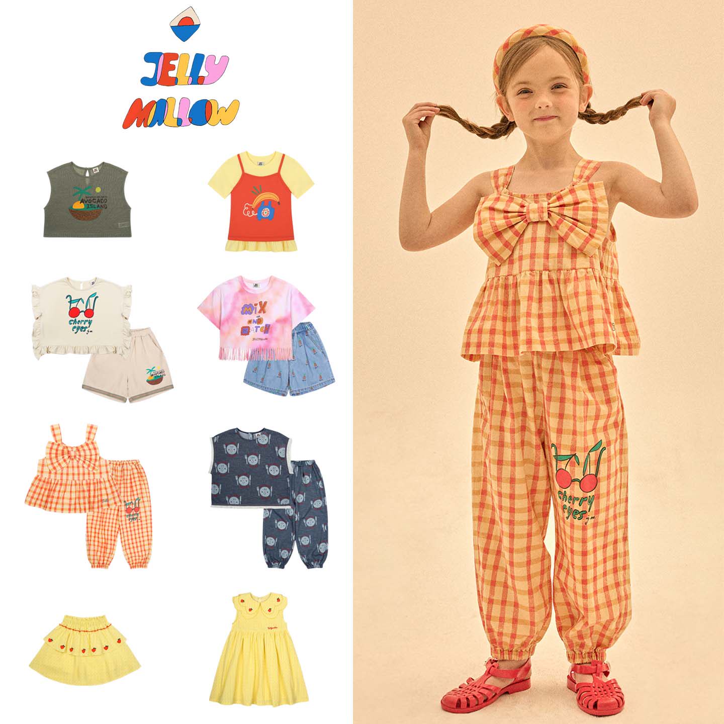 Jellymallow26春夏新款女童日常休闲短袖背心裤子连衣裙