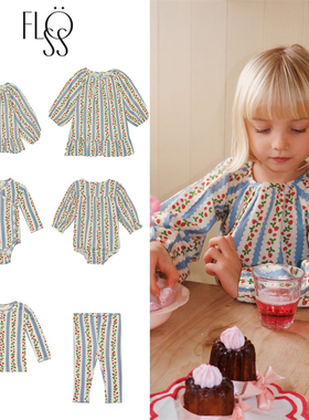 floess25秋冬款婴儿宝宝侧开长袖包屁衣女童长袖衬衣打底裤裙子5Z