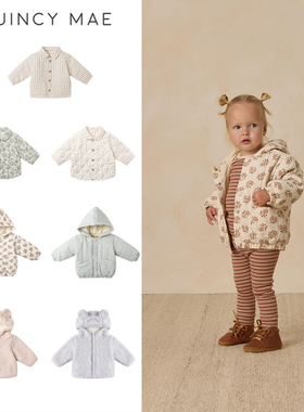 Quincy Mae25秋冬新款宝宝男女小童柔软保暖印花夹棉连帽外套棉服