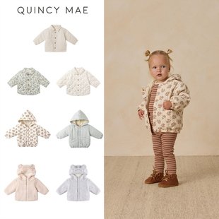 Quincy Mae25秋冬款宝宝男女小童柔软保暖印花夹棉连帽外套棉服7