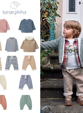 Laranjinha25秋冬新款小宝宝男女儿童长袖高领打底上衣外套长裤子
