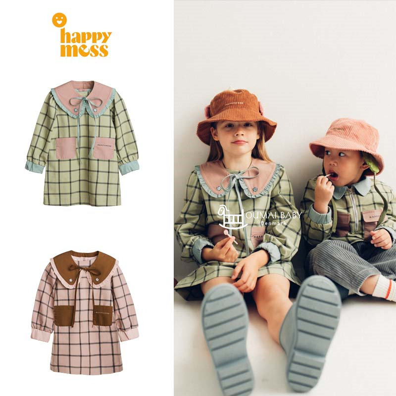 Happymess24秋冬新款格子连衣裙