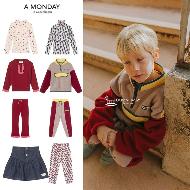 A monday24秋冬宝宝男女童长袖高领打底衣时尚外套长裤牛仔半裙5Z