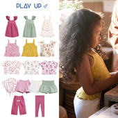 up25春夏款 女孩中小童甜美吊带长裤 短袖 play T恤衬衣短裤 连衣裙5Z