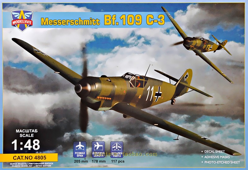 Bf109C-3战斗机1/48拼装模型