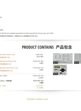 牛魔王BIG49465 B-26F 轰炸机1/48模型遮盖PE大包第二部分配ICM