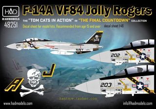 HAD-48251 1/48 Decal F-14A Jolly Rogers 'In action'