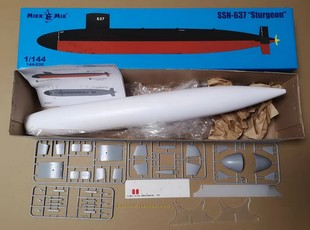 144塑料 MM144 637攻击核潜艇1 模型 030美国鲟鱼级SSN 玻璃钢拼装