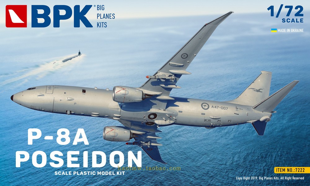BPK7222美国海军P-8A海神反潜巡逻机1/72塑料拼装飞机模型现货