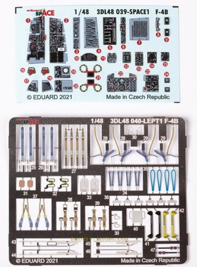 牛魔王3DL48040 F-4B鬼怪战斗机1/48模型座舱3D彩贴PE细节配田宫