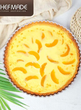 学厨 金色花边蛋挞盘11寸圆形挞盘活底不沾烤盘家用蛋糕烘焙模具