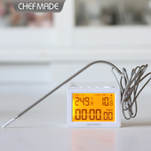 学厨探针式 烤牛排油温计电子温度计 烤箱温度计食品温度水温计线式