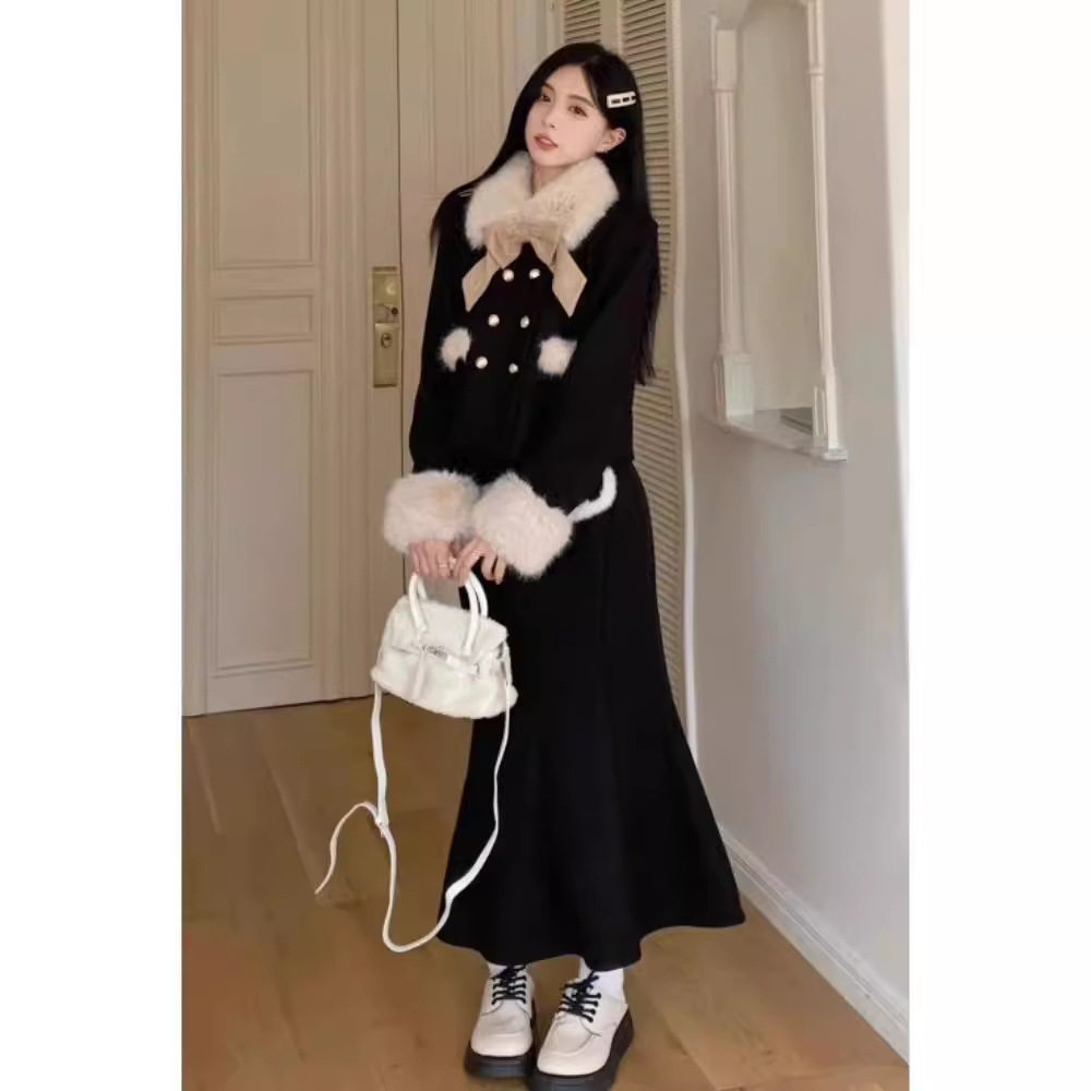 小香风富家千金夹棉加厚毛呢外套半身长裙女秋冬2024新款时尚套装,女装/女士精品,时尚套装,淘宝优惠券,粉丝福利购,淘宝优惠卷