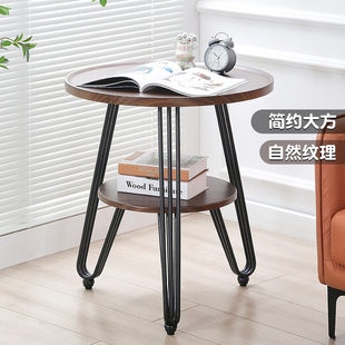 双层茶几现代简约沙发边几休闲茶桌家用岩板小圆桌酒店接待洽谈桌