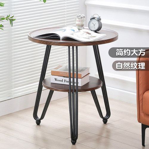 轻奢双层岩板小圆桌茶几