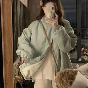 宽松INS超火上衣加厚棉袄女 大码 羊羔毛冲锋衣 加绒防水外套