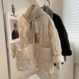 加绒加厚大码 宽松新年轻薄棉衣棉袄ins 300斤叠穿棉服女2025冬韩版