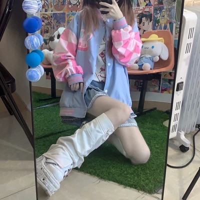 taobao agent Nutty Original Rabbit Cake Spring and Autumn Printed Baseball Abyss Abyss Jacket Cute and Loose Niche Girl