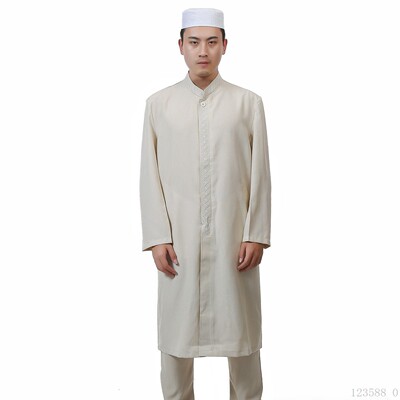 礼拜服亚麻回族夏季立领中长款