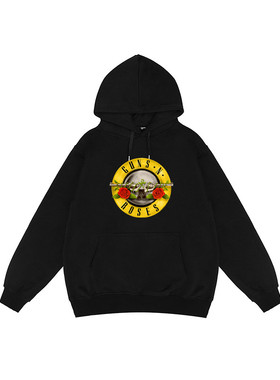 枪炮与玫瑰Guns N Roses重金属摇滚连帽纯棉卫衣情侣款潮牌外套