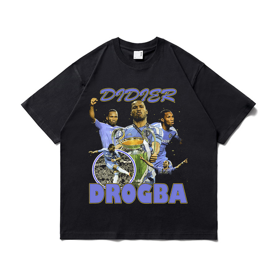 Didier Drogba德罗巴印花T恤街头百搭夏季宽松短袖潮牌纯棉圆领