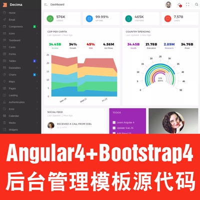 Angular9+ Bootstrap4后台管理系统模板前端框架Admin Decima