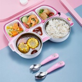 宝宝餐盘分格不锈钢辅食吃饭碗防摔吸盘卡通可爱家用儿童餐具套装