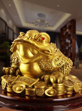 纯铜金蟾摆件招财三足金蝉装饰品