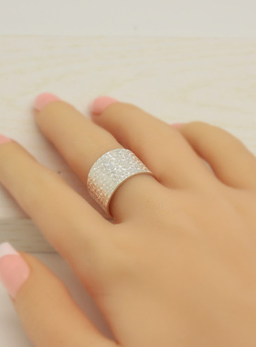 国风开口福字纯银花纹妈妈礼物