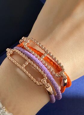 纪宇欧美朋克编织皮绳双圈手镯