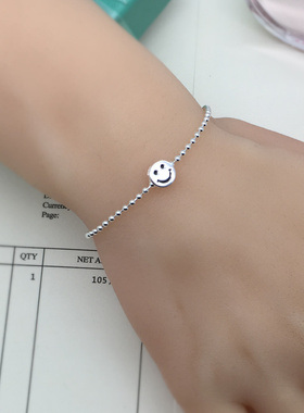 时尚925纯银笑脸圆珠韩国手链