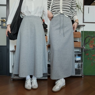 沉默家 卫裙长款半身裙春夏韩版显瘦气质直筒开衩长裙A字裙垂感