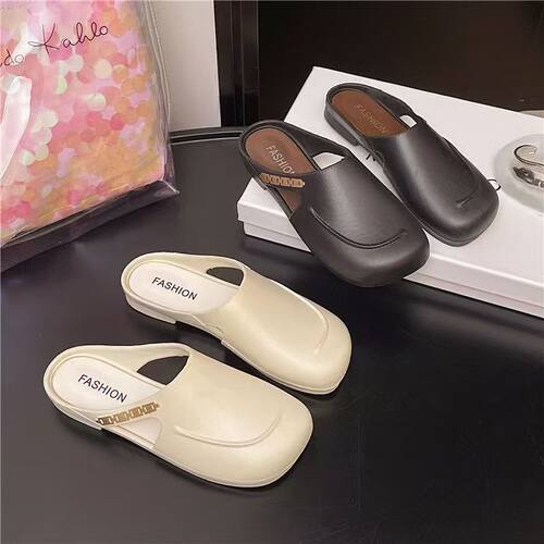 拖鞋女时尚2025爆款仙女风防滑包头半拖休闲轻便软底百搭凉拖女士