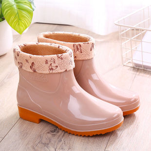 水鞋女款中筒雨鞋女时尚短筒成人防滑矮筒胶鞋防水鞋女士加绒雨靴