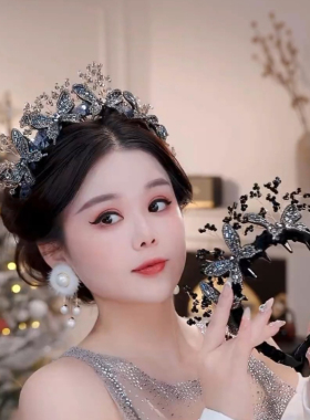 璀璨皇冠发箍女氛围感百搭重工蝴蝶公主发饰高颅顶显发量压发发夹