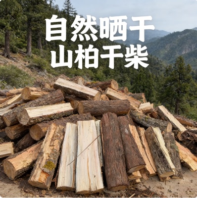 乡村田园山柏干柴烧烤炭