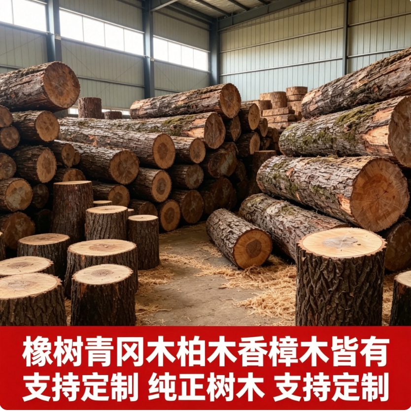 橡树青冈木实木树桩劈柴墩邦邦硬