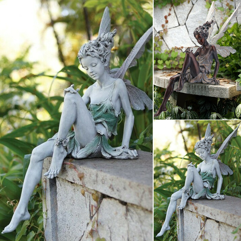 Sitting Fairy Statue跨境外贸树脂工艺品花仙子园林花园树脂摆件 家居饰品 户外/庭院摆件 原图主图