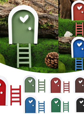 庭院复古绿装饰桌面摆饰diy手工精灵门户外家居楼梯ins风木质摆件