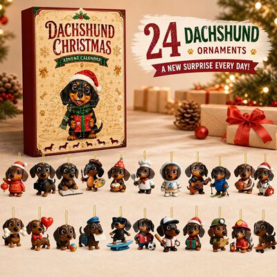 Dachshund Advent Calendar 2026 圣诞降临腊肠狗挂件节日礼品盒