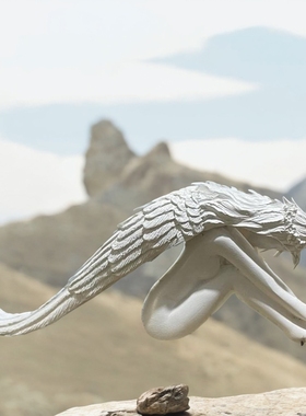 救赎天使系列树脂摆件天使翅膀长发天使居家装饰白色天使庭院摆件