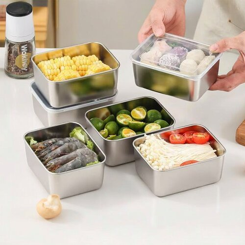 不锈钢保鲜盒食品级结实耐用摆摊长方形野餐盒专用盒冰冻带盖子