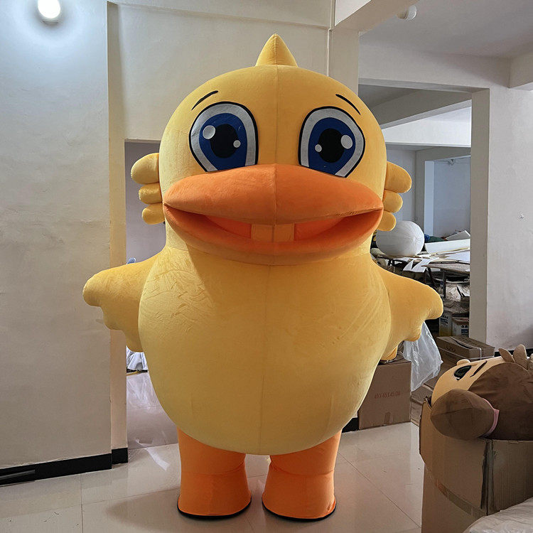 定制充气毛绒行走大嘴大黄鸭小黄鸭表演演出巡演卡通人偶布偶衣服