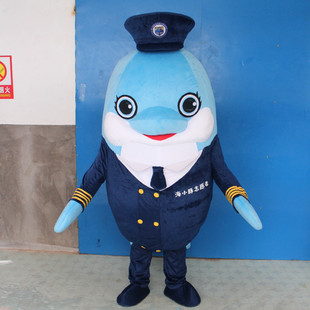 定制动漫海洋水族馆公园吉祥海豚江豚毛绒行走公仔卡通人偶衣服装