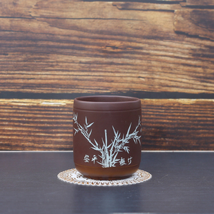 中式紫砂笔筒陶瓷大号文具办公桌面家用笔篓子收纳礼品可定制logo