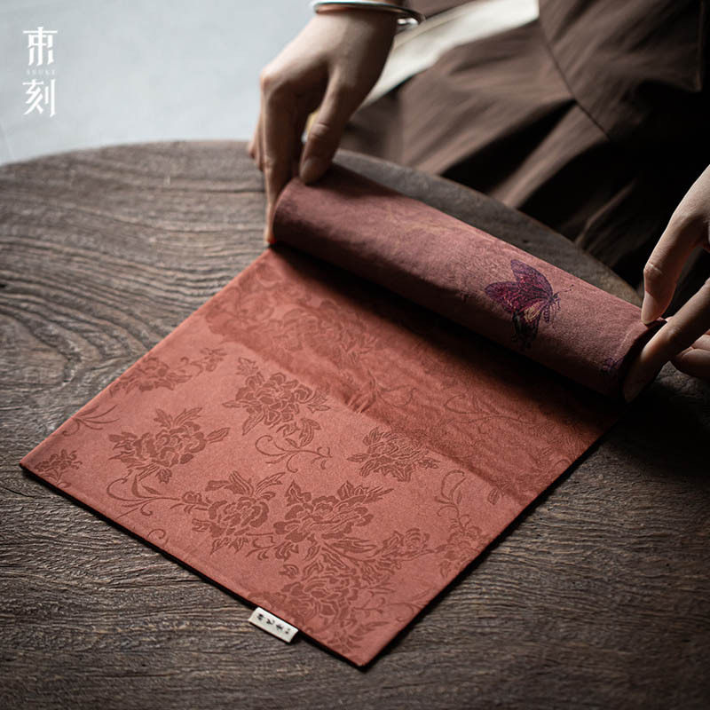 束刻香云纱手工茶席垫子高端双面国风新中式禅意干泡盘茶具壶承垫