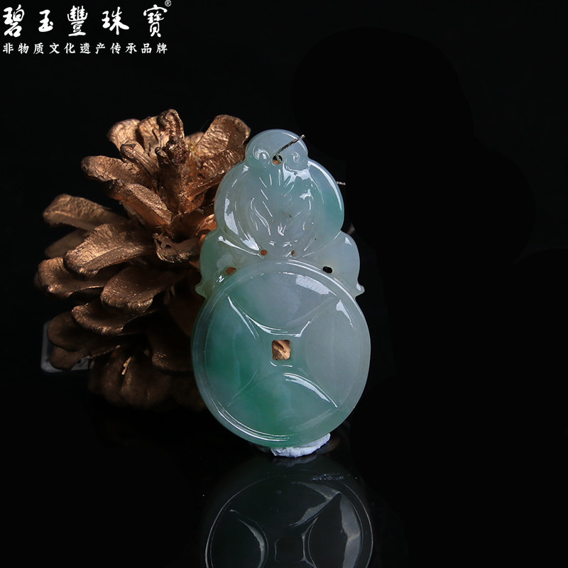碧玉丰珠宝 天然缅甸翡翠a货 绿色福鼠吊金钱 经典传承