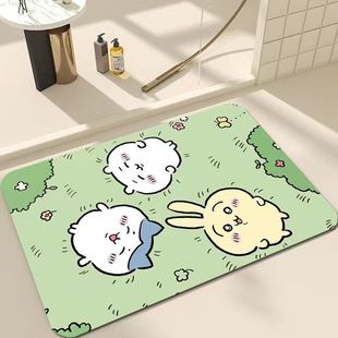 卡通可爱chiikawa地垫浴室洗手间吸水速干地垫卧室亲肤脚垫防滑
