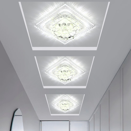 现代简约方形水晶走廊过道灯明暗装入户玄关灯门厅阳台灯筒灯射灯