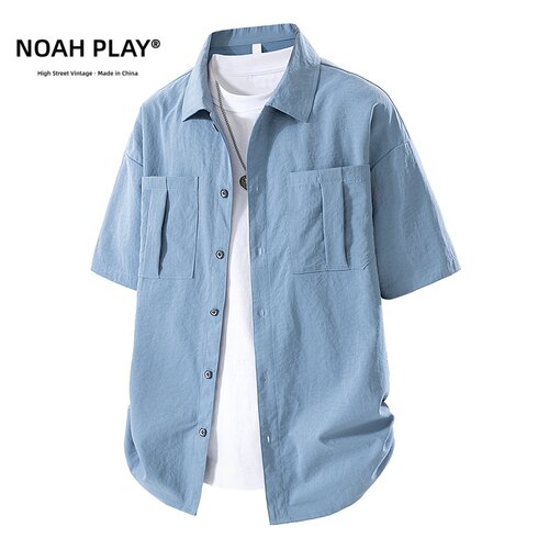NOAHPLAY复古工装短袖衬衫男潮